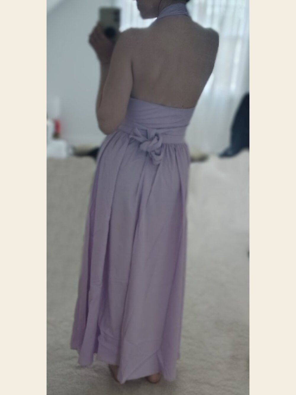Halter V-Neck Spring Dress in Purple - Picture 3 of 3